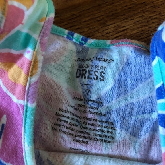 Jumping Beans tropical print cotton summer dress with pockets in size 7 - Picture 4 of 4
